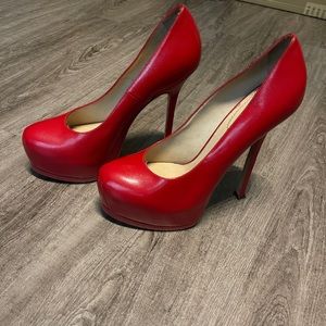 Yves Saint Laurent Red Patent Leather Tribtoo Platform Pumps